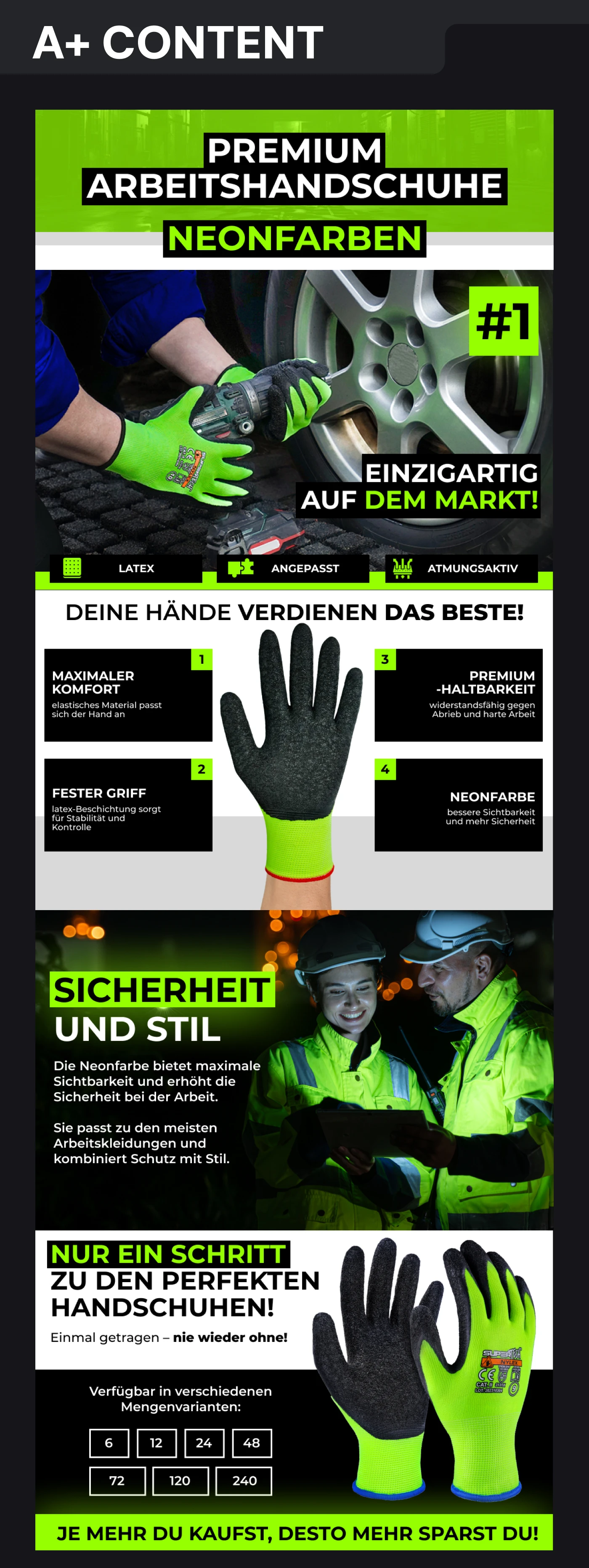 SuperTech — rękawice neon, A+ Content